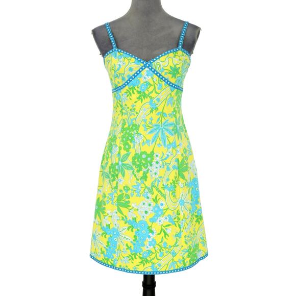 Tibi Dress Womens 2 Yellow Floral Sweetheart Stretch Cotton Strap Side Zip Lined - Picture 1 of 14